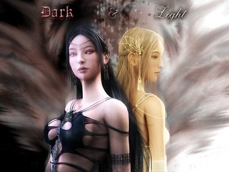 The Light and the Darkness - evil, woman, good, two