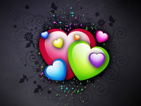 Colorful hearts - love, abstract, feelings, heart