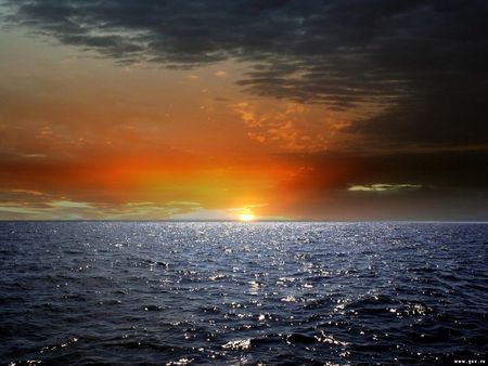 sunset - sunset, sea, clouds, sun