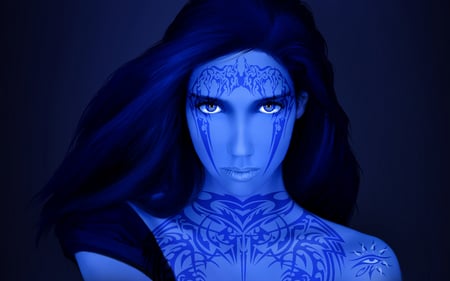 AwesomestUltimate1 - tattoo, pretty, awesome, blue, girl