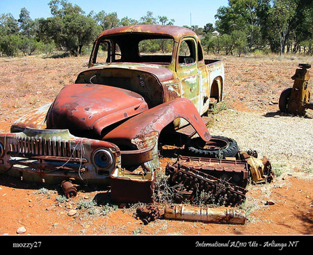 Engine Trouble - truck, parts, wreck, outback, broken, rusty