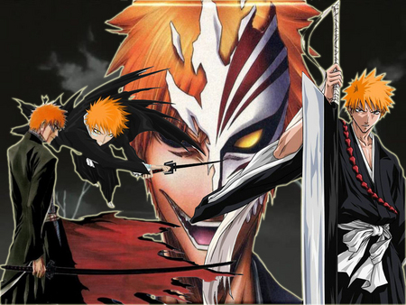 Ichigo evil side - and scary, cute, mask, big sword