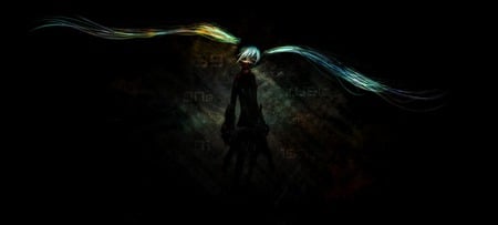 Miku in the Dark - vocaloid, anime, twintails, mask, hatsune miku, dark