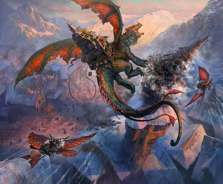 Dragon - fantasy, dragon, home, wings