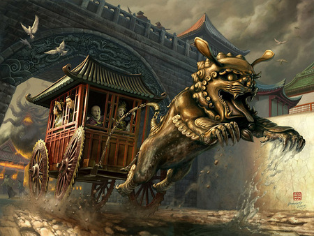 chinese ride - abstract, ride, chinese, creature