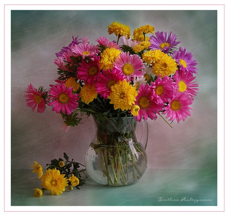 flowers - harmony, flowers, beautiful, photography, kettle, colors, flower bouquet, still life