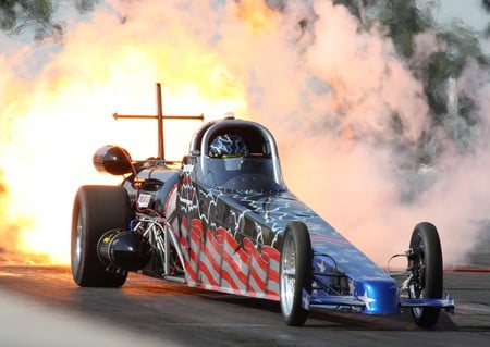 Jet Powered Dragster - flames, dragster, jet, power