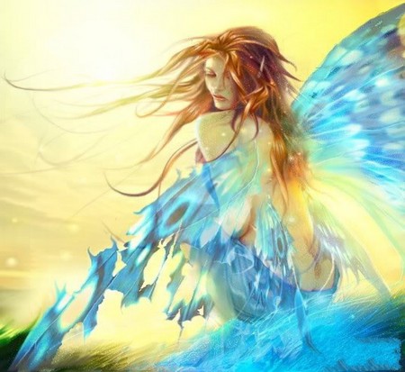 BROKEN WING - fairy, broken, blue, wing