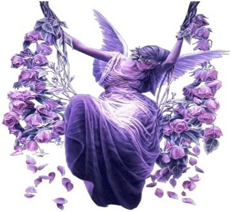 PURPLE FLOWERS - wings, purple, fairy, flowers