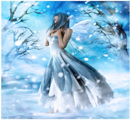 SNOW FAIRY - snow, fairy, blue, wings