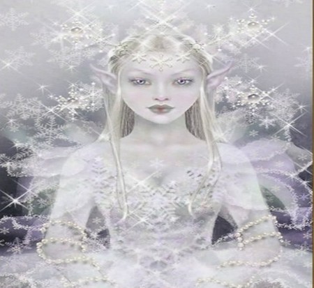 WINTER FAIRY - fairy, white, winter, snowflakes