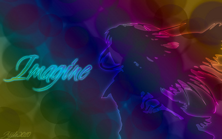 Imagine Angel - rainbow, imagine, abstract, angel