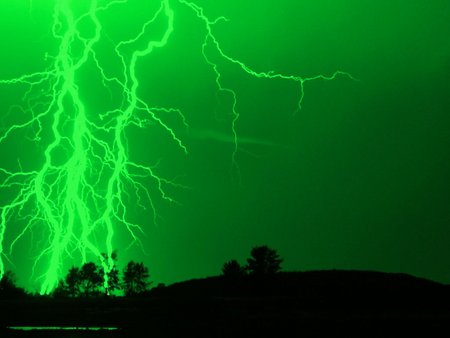 Lightning - storm, nature, flash, green