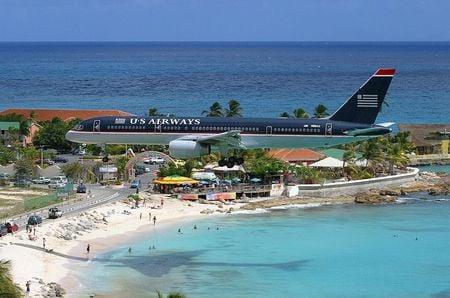 St Maarten Landing - st maarten, airliner, caribbean, u s airways