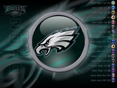 Philadelphia Eagles 2010 Wallpaper w/sched - eagles, 2010, philadelphia, wallpaper