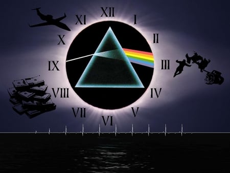 pink floyd (Will) - moon, pink floyd, rock, clock, entertainment, music, bands, rainbow, numbers