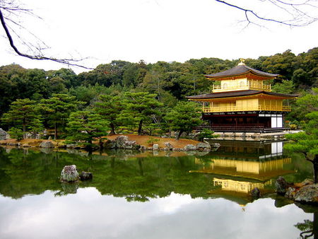 Kinkaku-ji Japan - structure, trees, water, orient, lake, building, cultural