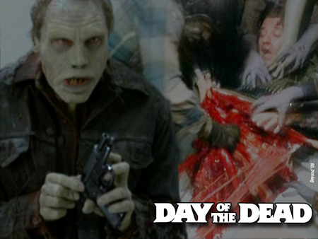 day of the dead :/ - gun, zombie, hands, blood