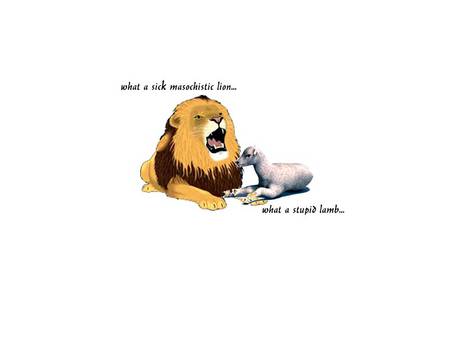 Lion and Lamb - twilight, lion, simple, lamb, masochistic lion, stupid lamb