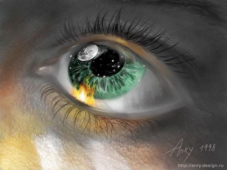 green eye - abstract, eye, cg, 3d