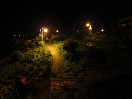 Midnight Hues - night, lamp, road, light