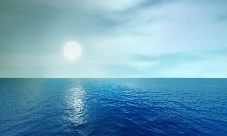 The Sun And The Ocean - ocean, blue, sun, sky