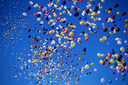 Up Up and Away - balloons, flight, color, up up and away