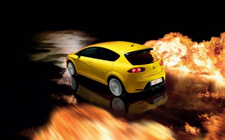 Flames - flames, yellow, car, 3d