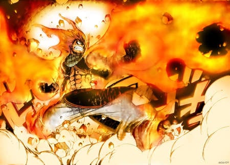 Natsu ON FIRE! - tail, fairy, fire, natsu