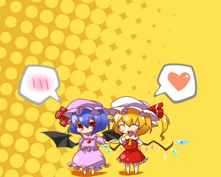 Scarlets - remilia scarlet, touhou, flandre scarlet, chibi, anime