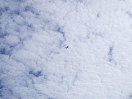 We are very small against nature! - plane, clouds, small, dot, sky