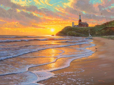 Perfect  Day - sunrise, morning, lighthouse, sky