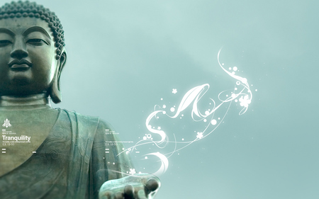 Tranquility - blue, minimal, buddha, buddhism