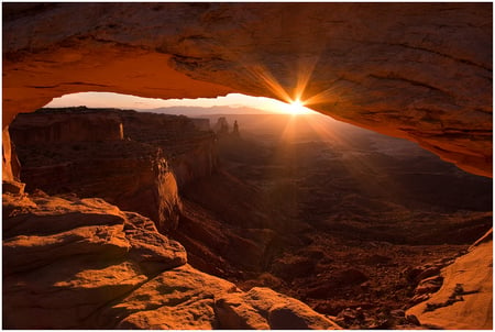 Mesa Arch - morning, stone, canyon, sun