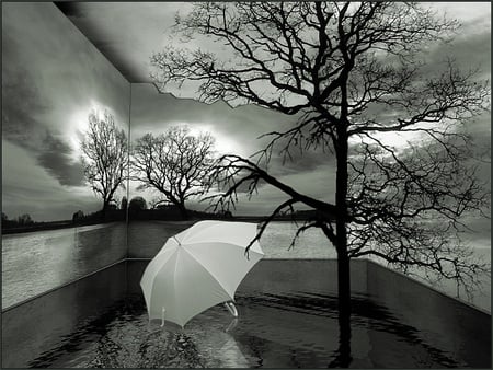 Without limits - lake, tree, fantasy, umbrella