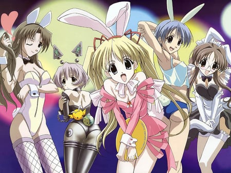 Happy Lesson - girls, costumes, happy lesson, cute, bunnies