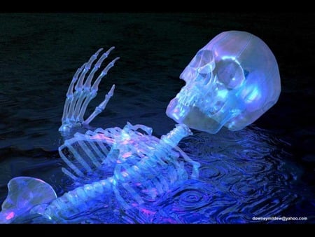 Water-Skeleton - skull, neon, death, dark, skeleton