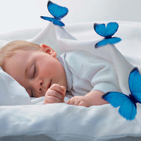 Baby sleeping with butterflies