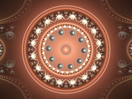 beautiful brown - white, round, fractal, brown