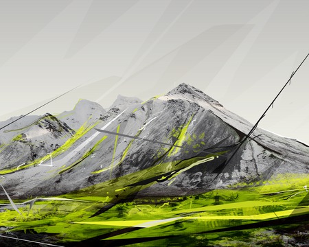 Green Mountain - green, wallpaper, mountain, grey