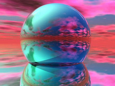 Perspective - clouds, abstract, water, blue, orange blue, earth, reflection, pink, sky