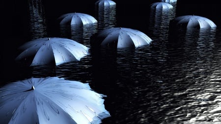 Umbrellas 3d - nice, abstract, 3d, rain, umbrella, beautiful, water