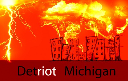 Det(riot) Michigan - burn, hot, city, michigan, destruction, detroit, burning, fire, red