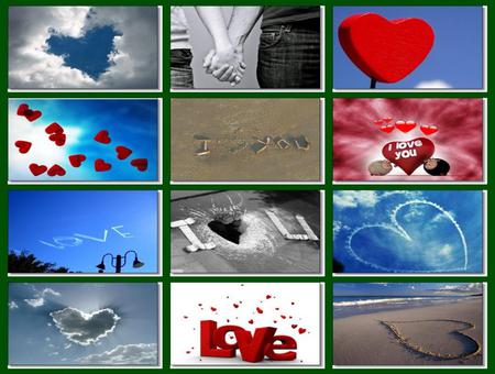 Love in pieces - love, hearts, collage, clouds, 12 pictures