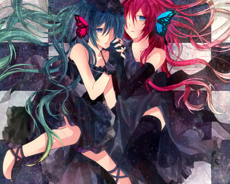 Miku & Luka - megurine luka, hatsune miku, anime, vocaloid