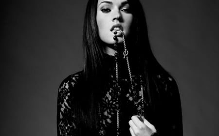 Megan Fox - people, megan fox, actresses, black and white, celebrity