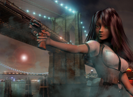 Woman - woman, gun, 3d, beautiful