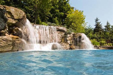 Waterfall - nature, sky, trees, waterfall