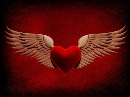 Heart - abstract, 3d, heart, wings