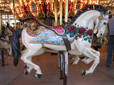 Rose Carosel Horse - carosel horse, rose horse, wooden horse, white horse